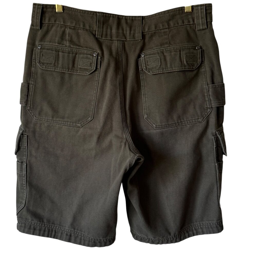 Duluth Trading Co Sz 36 Cargo Carpenter Shorts Utility Heavyweight Pockets Green - Picture 15 of 15